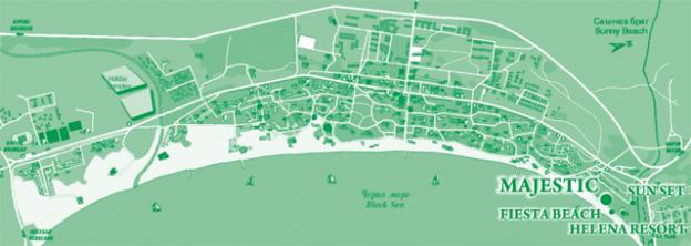 Карта на к.к. Слънчев бряг